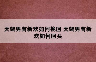 天蝎男有新欢如何挽回 天蝎男有新欢如何回头